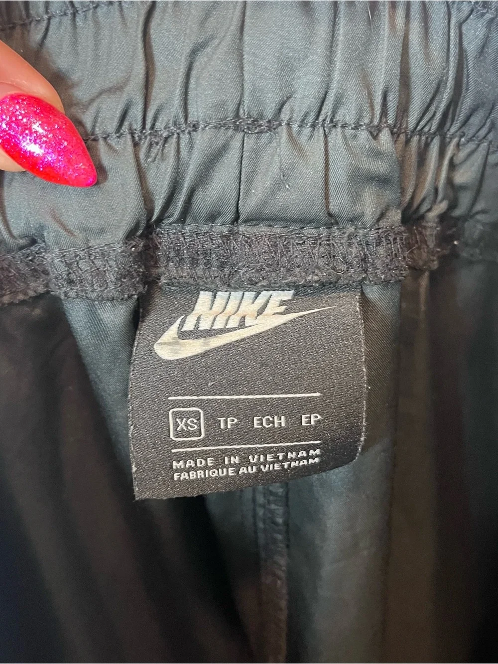 Nike Women's Sportswear Swoosh Woven Track Pants Black Jogger  White XS